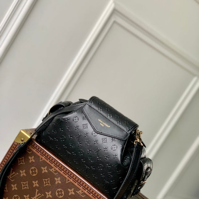 MONTSOURIS BACKPACK 27 IN BLACK MONOGRAM BOLD COATED CALFSKIN