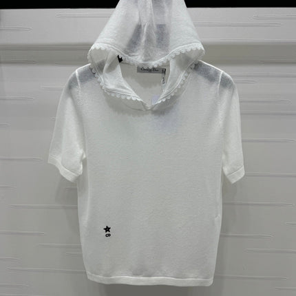 DIOR SHORT-SLEEVE LACE-KNIT HOODIE 274811