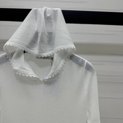 DIOR SHORT-SLEEVE LACE-KNIT HOODIE 274811