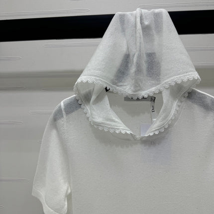 DIOR SHORT-SLEEVE LACE-KNIT HOODIE 274811