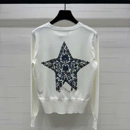 DIOR LONG-SLEEVE KNIT SWEATER WITH EMBROIDERED LOGO