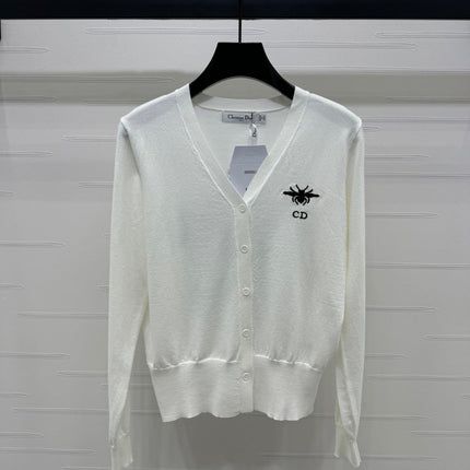 DIOR LONG-SLEEVE KNIT SWEATER WITH EMBROIDERED LOGO