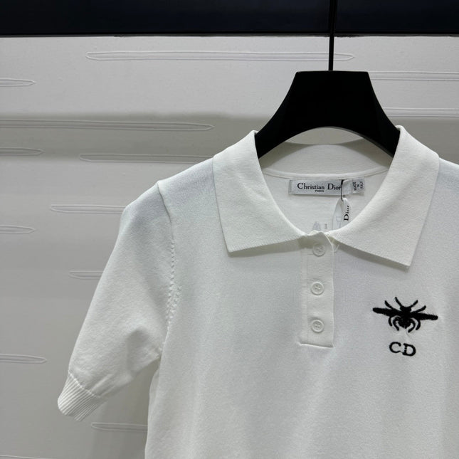 DIOR EMBROIDERED LOGO KNIT POLO SHIRT