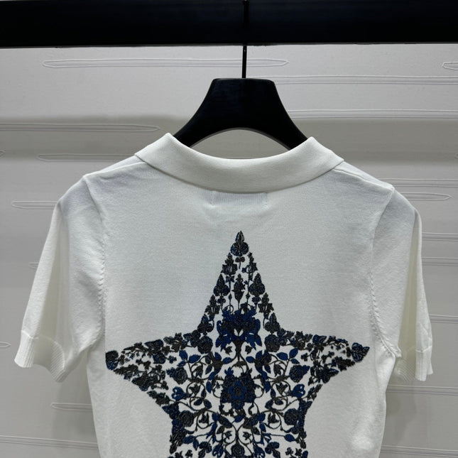 DIOR EMBROIDERED LOGO KNIT POLO SHIRT
