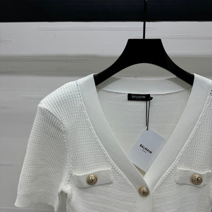 BALMAIN 25S V-NECK SHORT SLEEVE CARDIGAN 264245