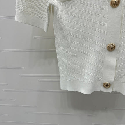 BALMAIN 25S V-NECK SHORT SLEEVE CARDIGAN 264245