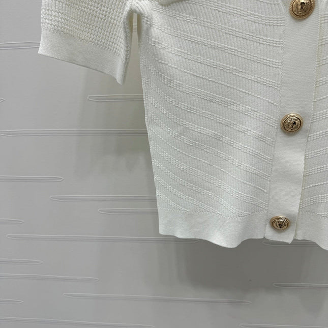 BALMAIN 25S V-NECK SHORT SLEEVE CARDIGAN 264245