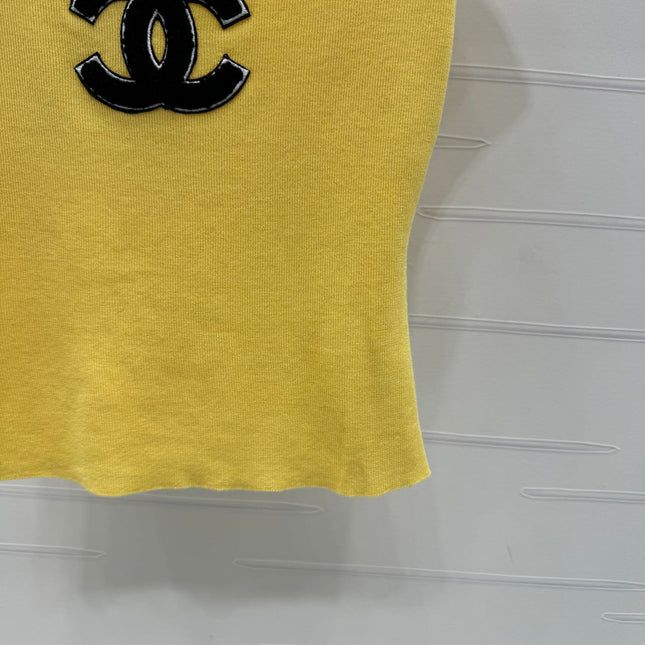 Chanel 25 Yellow Tank Top Square Neck Knitted