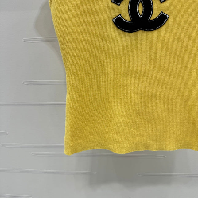 Chanel 25 Yellow Tank Top Square Neck Knitted