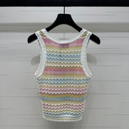 Chanel 25 Multicolor Striped Knitted Tank Top