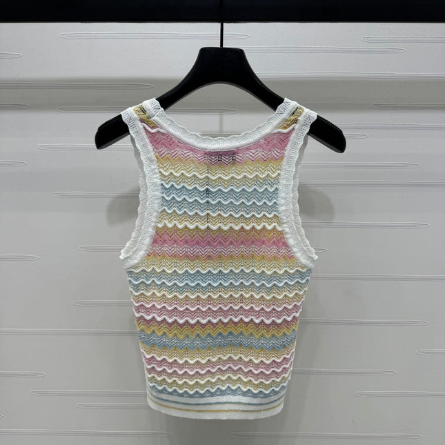 Chanel 25 Multicolor Striped Knitted Tank Top