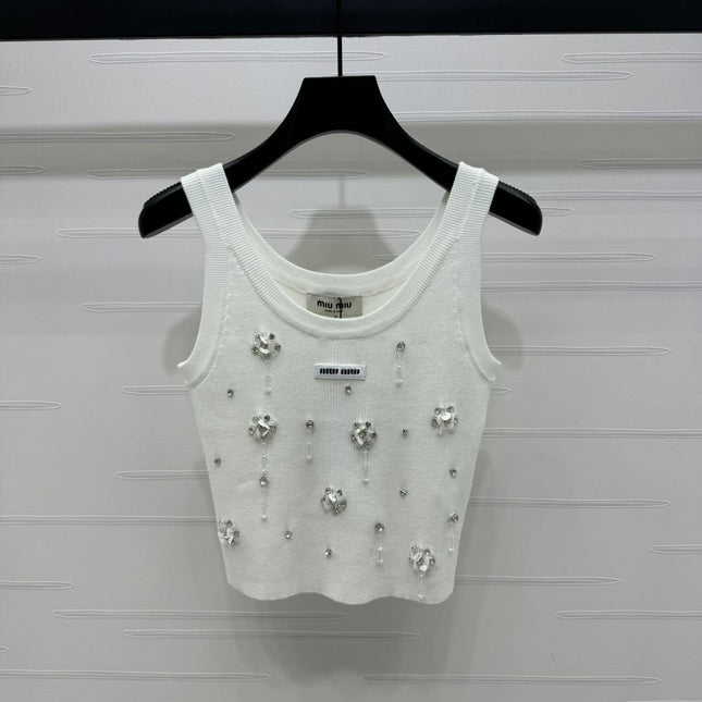 MIUMIU EMBELLISHED KNIT TOP 269491