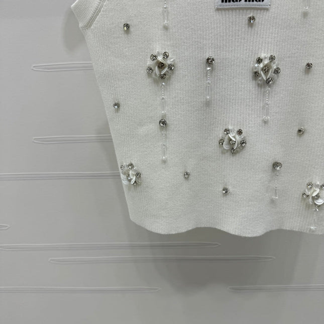 MIUMIU EMBELLISHED KNIT TOP 269491
