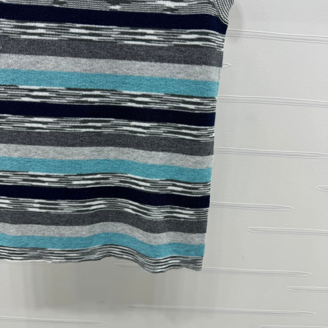 Chanel 25 Sleeveless Striped Top In Blue And Gray