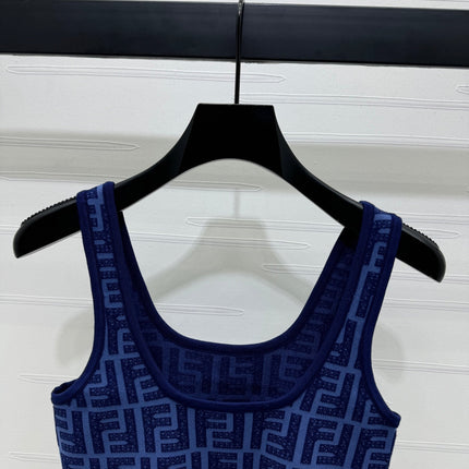 Fendi 25 Blue Knit Crop Top