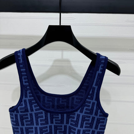 Fendi 25 Blue Knit Crop Top