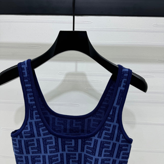 Fendi 25 Blue Knit Crop Top