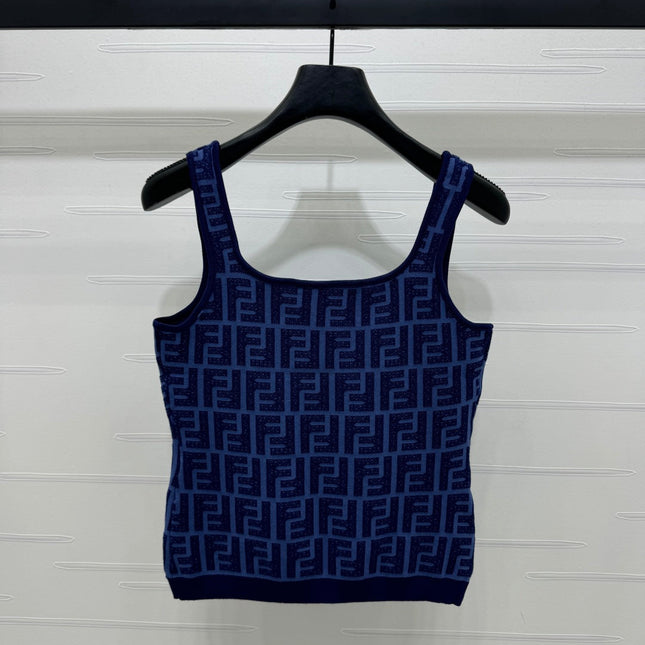 Fendi 25 Blue Knit Tank Top