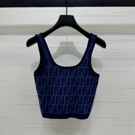 Fendi 25 Blue Knit Crop Top