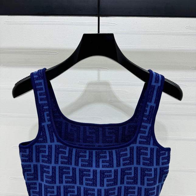 Fendi 25 Blue Knit Tank Top