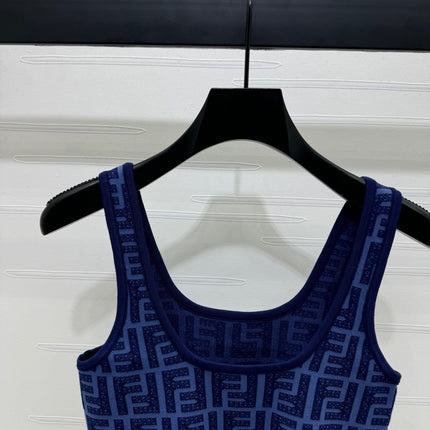 Fendi 25 Blue Knit Crop Top