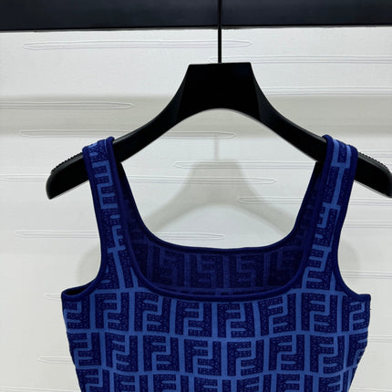 Fendi 25 Blue Knit Tank Top