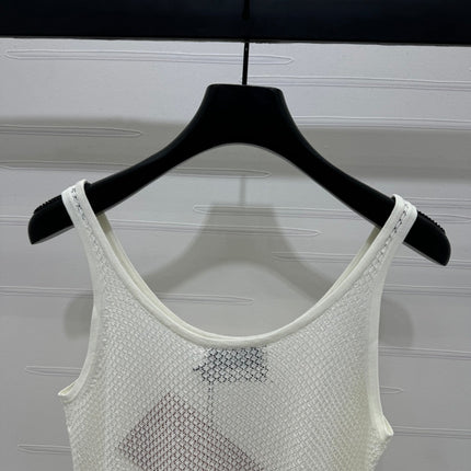 MIU 25S ROUND NECK KNIT TANK TOP WITH HOLES 264266
