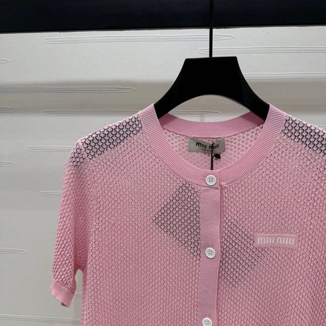 MIU 25S SHORT SLEEVE ROUND NECK CARDIGAN 264270