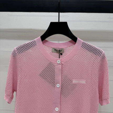 MIU 25S SHORT SLEEVE ROUND NECK CARDIGAN 264270