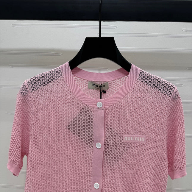 MIU 25S SHORT SLEEVE ROUND NECK CARDIGAN 264270