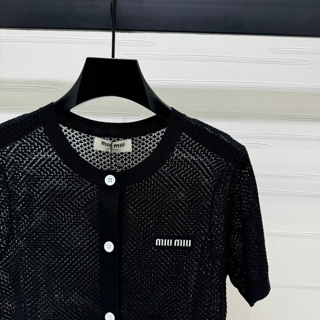 MIU 25S SHORT SLEEVE ROUND NECK CARDIGAN 264269
