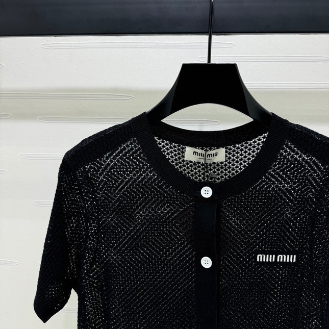 MIU 25S SHORT SLEEVE ROUND NECK CARDIGAN 264269