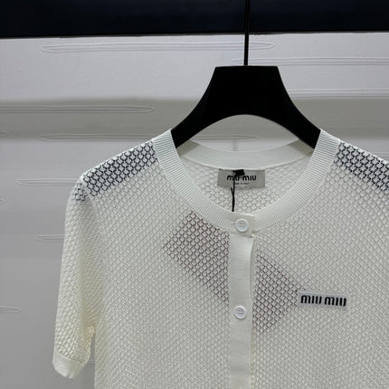 MIU 25S SHORT SLEEVE ROUND NECK CARDIGAN 264268