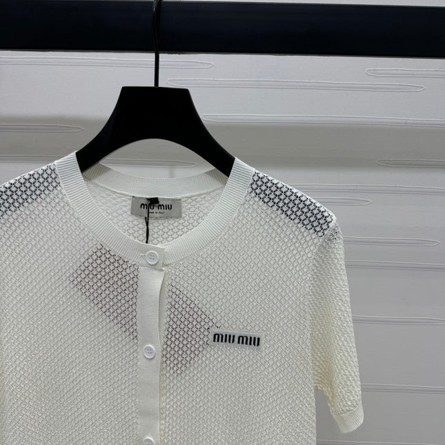 MIU 25S SHORT SLEEVE ROUND NECK CARDIGAN 264268