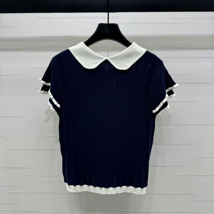 MIUMIU SHORT-SLEEVE PETER PAN COLLAR TOP 274827