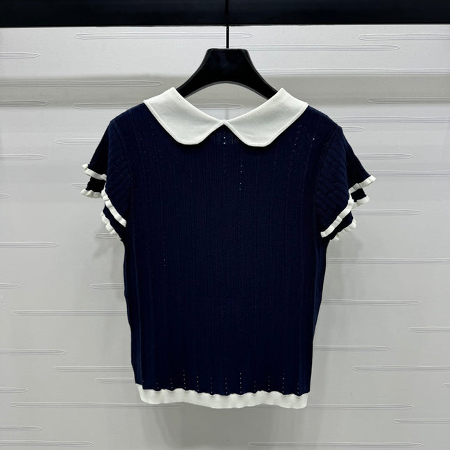MIUMIU SHORT-SLEEVE PETER PAN COLLAR TOP 274827