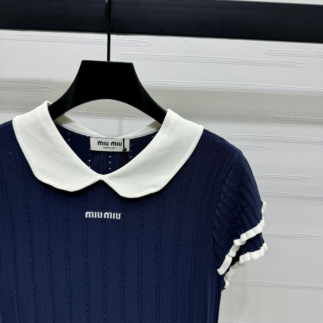 MIUMIU SHORT-SLEEVE PETER PAN COLLAR TOP 274827