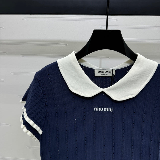 MIUMIU SHORT-SLEEVE PETER PAN COLLAR TOP 274827