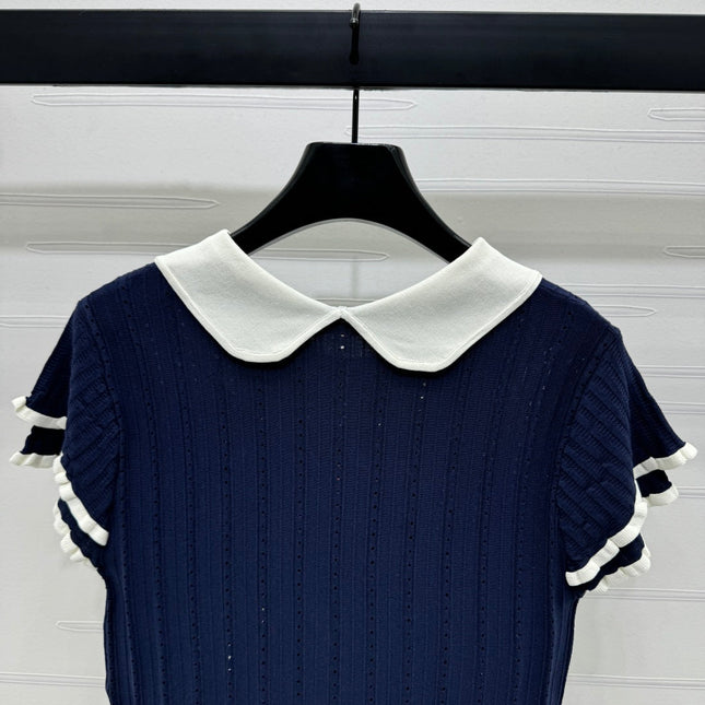 MIUMIU SHORT-SLEEVE PETER PAN COLLAR TOP 274827
