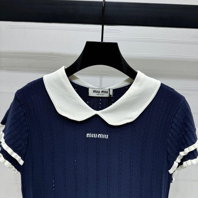 MIUMIU SHORT-SLEEVE PETER PAN COLLAR TOP 274827
