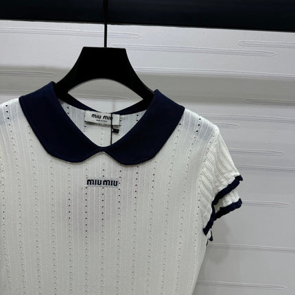 MIUMIU SHORT-SLEEVE PETER PAN COLLAR TOP 274825