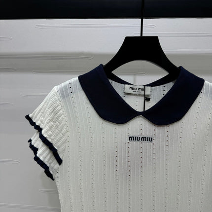 MIUMIU SHORT-SLEEVE PETER PAN COLLAR TOP 274825