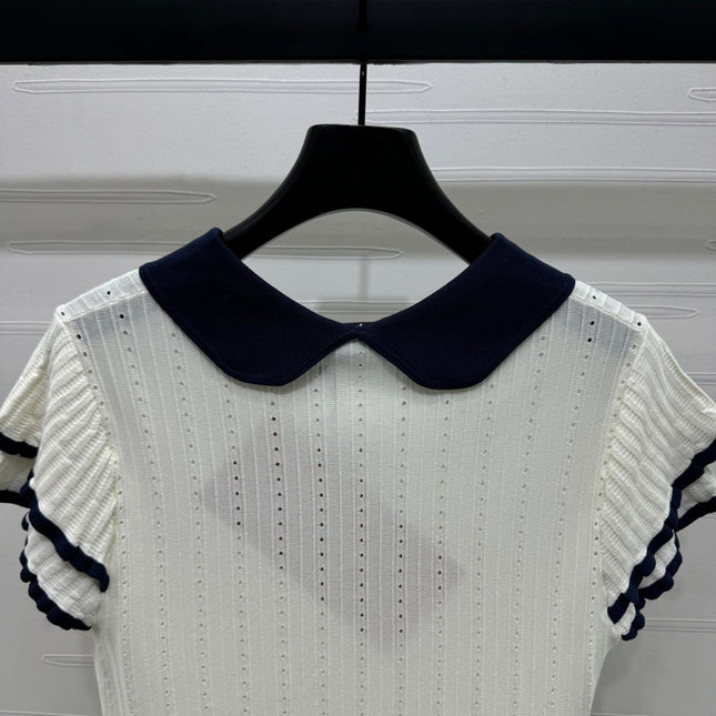 MIUMIU SHORT-SLEEVE PETER PAN COLLAR TOP 274825