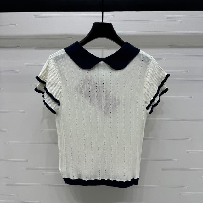 MIUMIU SHORT-SLEEVE PETER PAN COLLAR TOP 274825