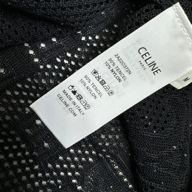 CELINE SHORT-SLEEVE CROCHET TOP BLACK 274808