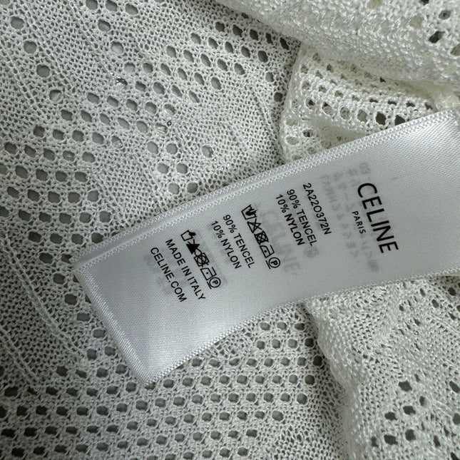 CELINE SHORT-SLEEVE CROCHET TOP WHITE 274807