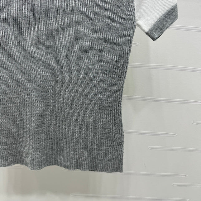 MIUMIU CREW NECK SHORT-SLEEVE SHEER KNIT TOP 274812