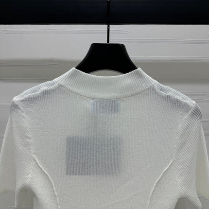 PRADA MOCK NECK SHORT-SLEEVE KNIT TOP WHITE 274815