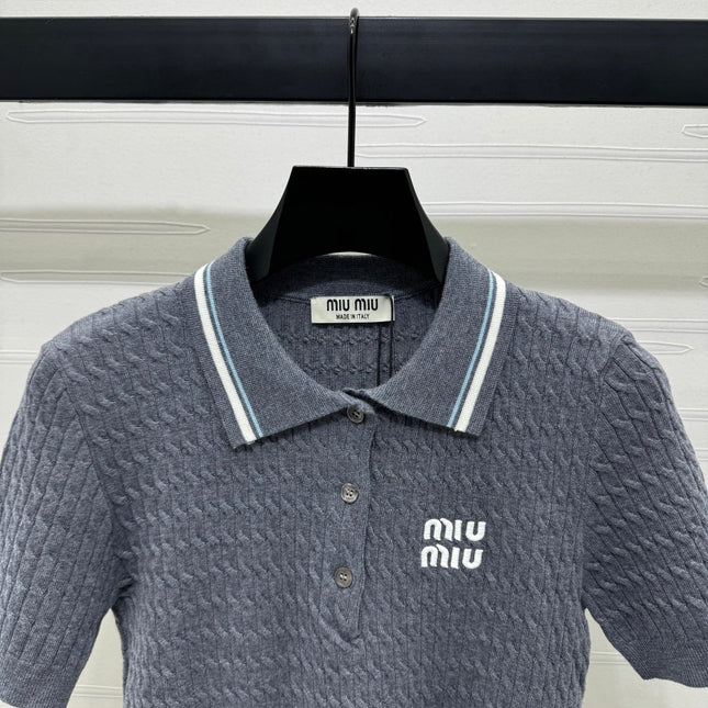 MIUMIU KNITTED POLO SHIRT WHITE 274839