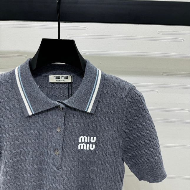 MIUMIU KNITTED POLO SHIRT WHITE 274839